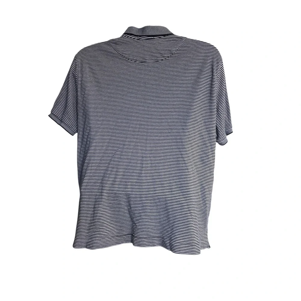 Banana Republic Mens Luxury Touch Polo Shirt Black White Striped‎ Large L